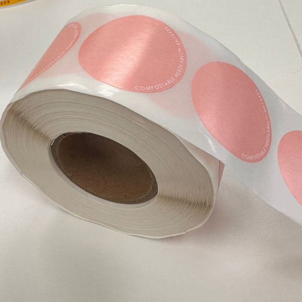 HEROLABEL - Circle Compostable Stickers (Direct Thermal) - White or Pink
