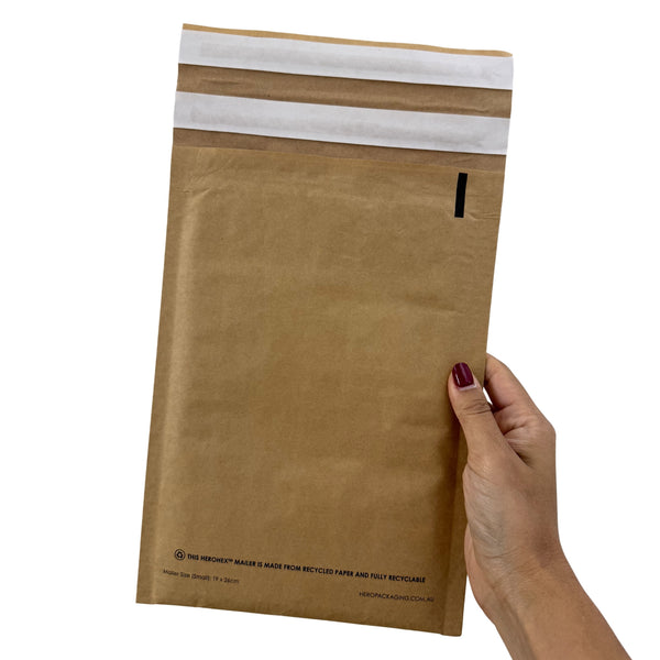 HEROHEX Paper Padded Mailers - 100% Recycled - from packs of 25