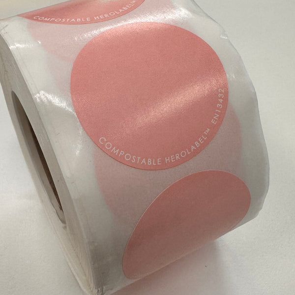 HEROLABEL - Circle Compostable Stickers (Direct Thermal) - White or Pink