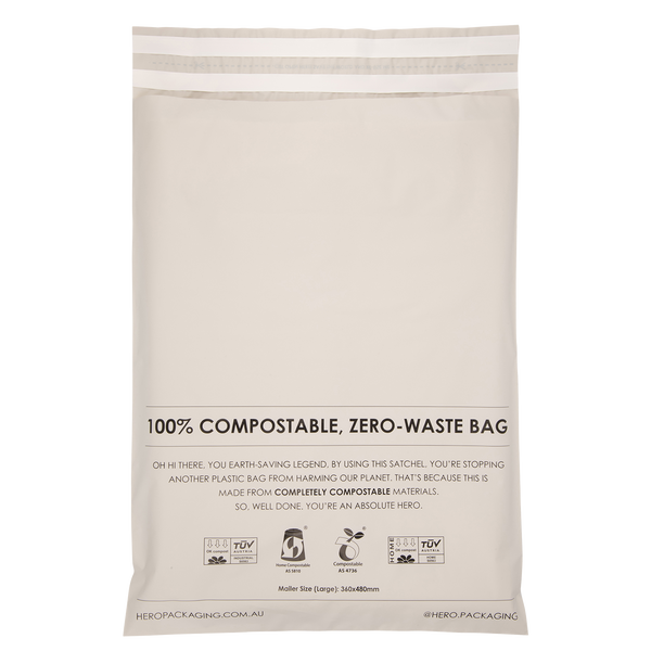 Medium size grey HEROPACK compostable mailer