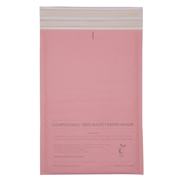 Pink Compostable HEROBUBBLE Mailer - From Packs of 25