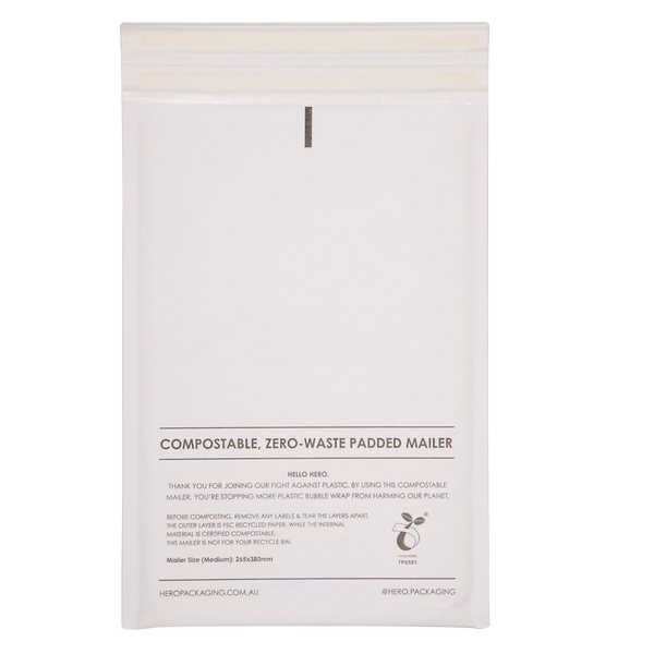 White Compostable HEROBUBBLE Mailer - From Packs of 25